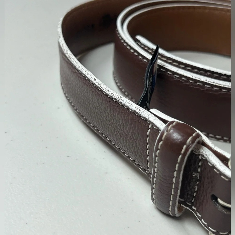Brighton Hand Made in USA Men’s Size 44 Brown Leather Designer Belt Pebble